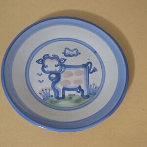 M.A. Hadley Blue and Gray Stoneware Cow Plate 7.75 Inches